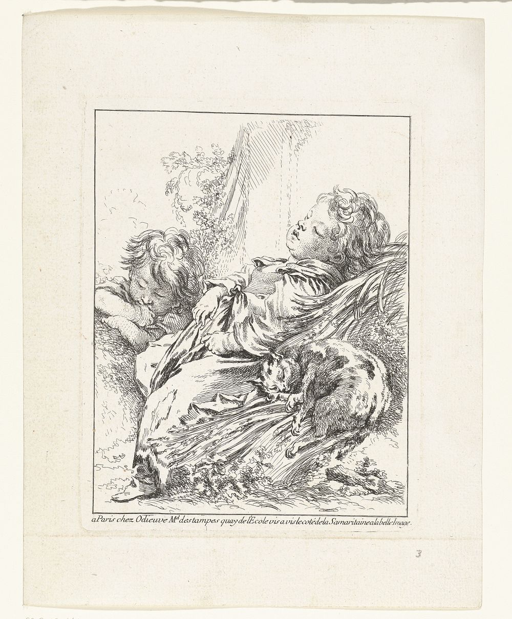 De slaap (1730 - 1740) by François Boucher, François Boucher and Michel Odieuvre