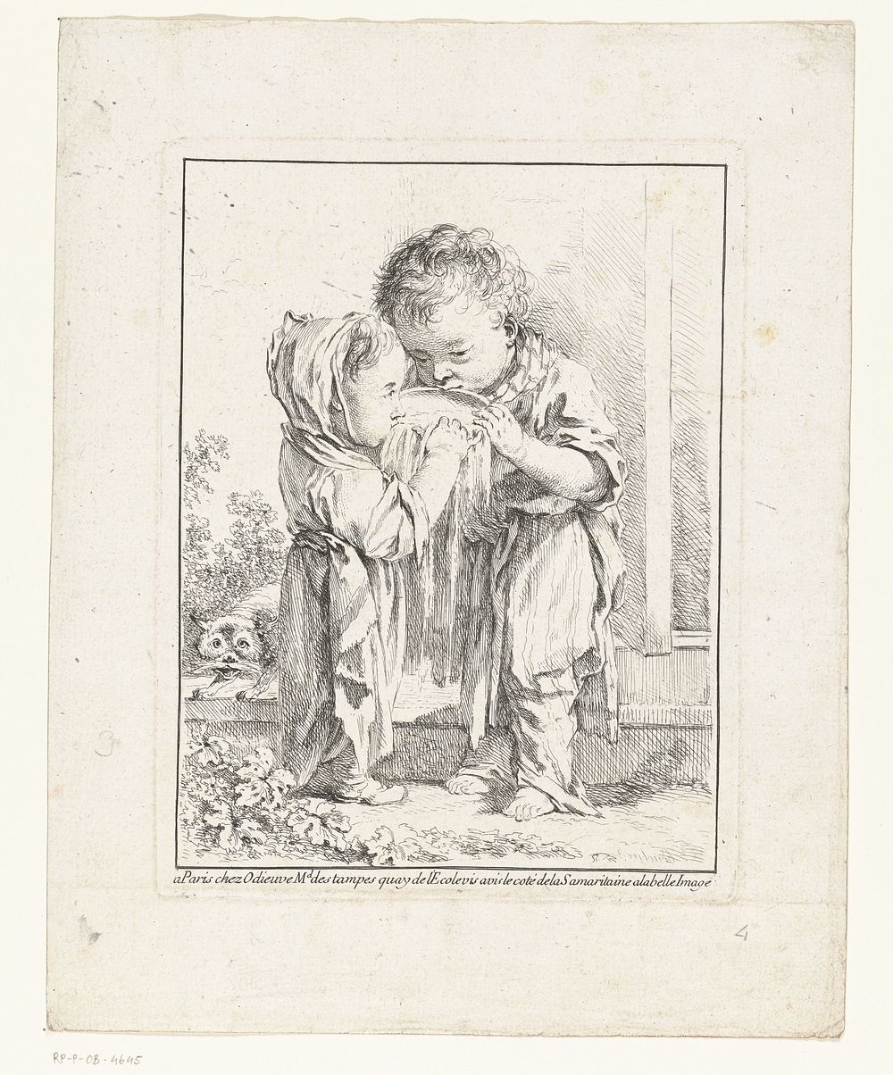 De kleine melkdrinkers (1730 - 1740) by François Boucher, François Boucher and Michel Odieuvre