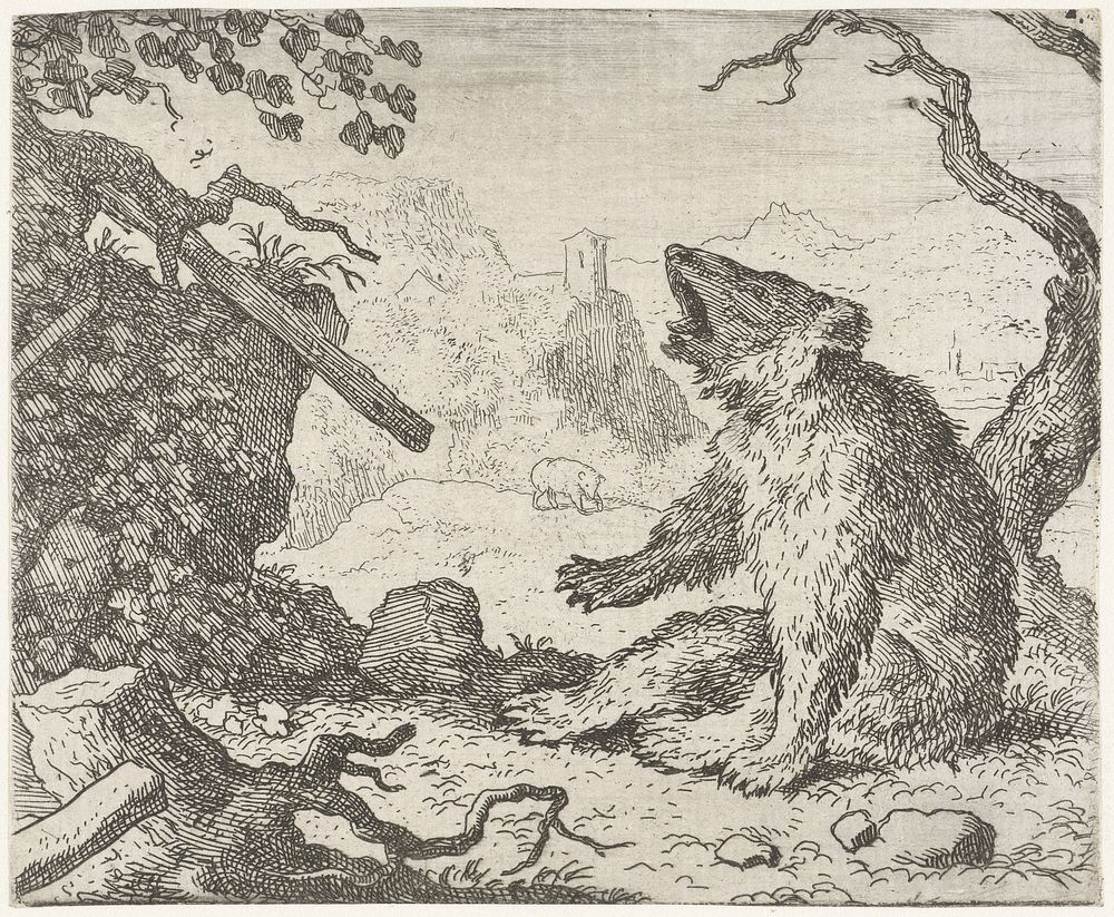 Bruun de beer dagvaardt Reinaert de vos (c. 1665 - c. 1675) by Allaert van Everdingen