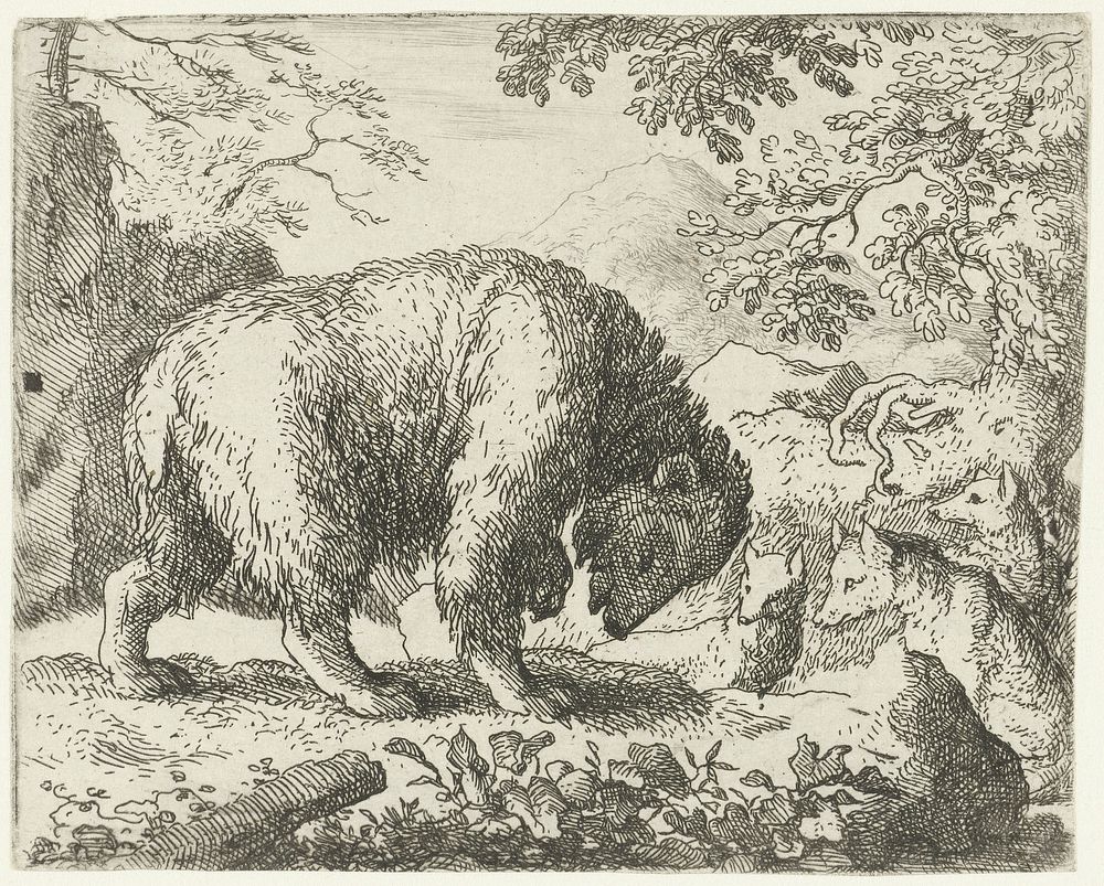 Reinaert de vos belooft Bruun de beer honing (1665 - 1675) by Allaert van Everdingen