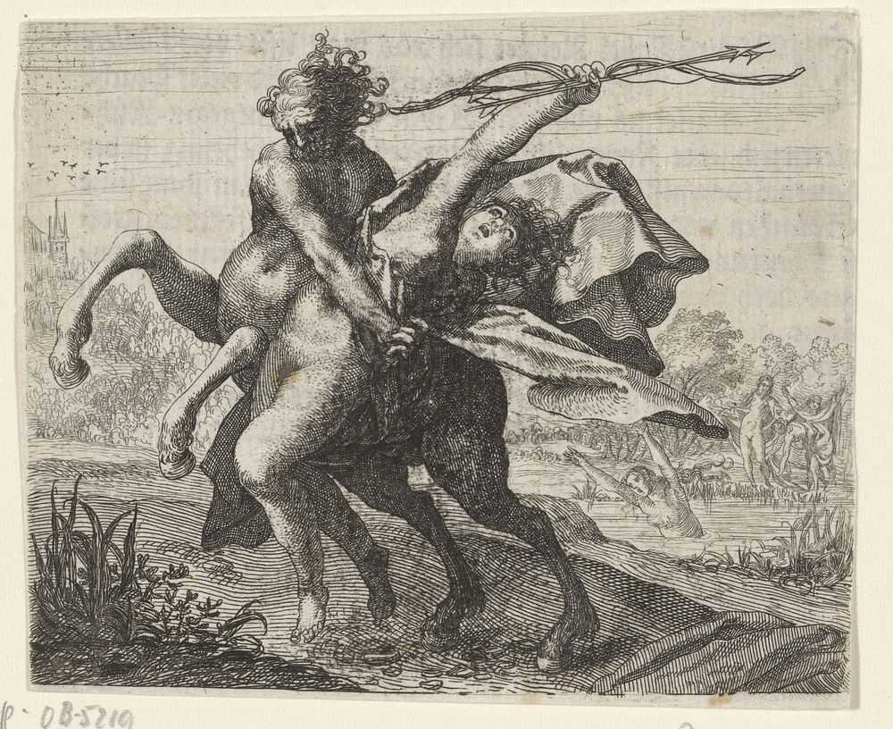 Fabel van de ontvoering van een vrouw door een centaur (1608) by Aegidius Sadeler II, Albrecht Dürer and Aegidius Sadeler II