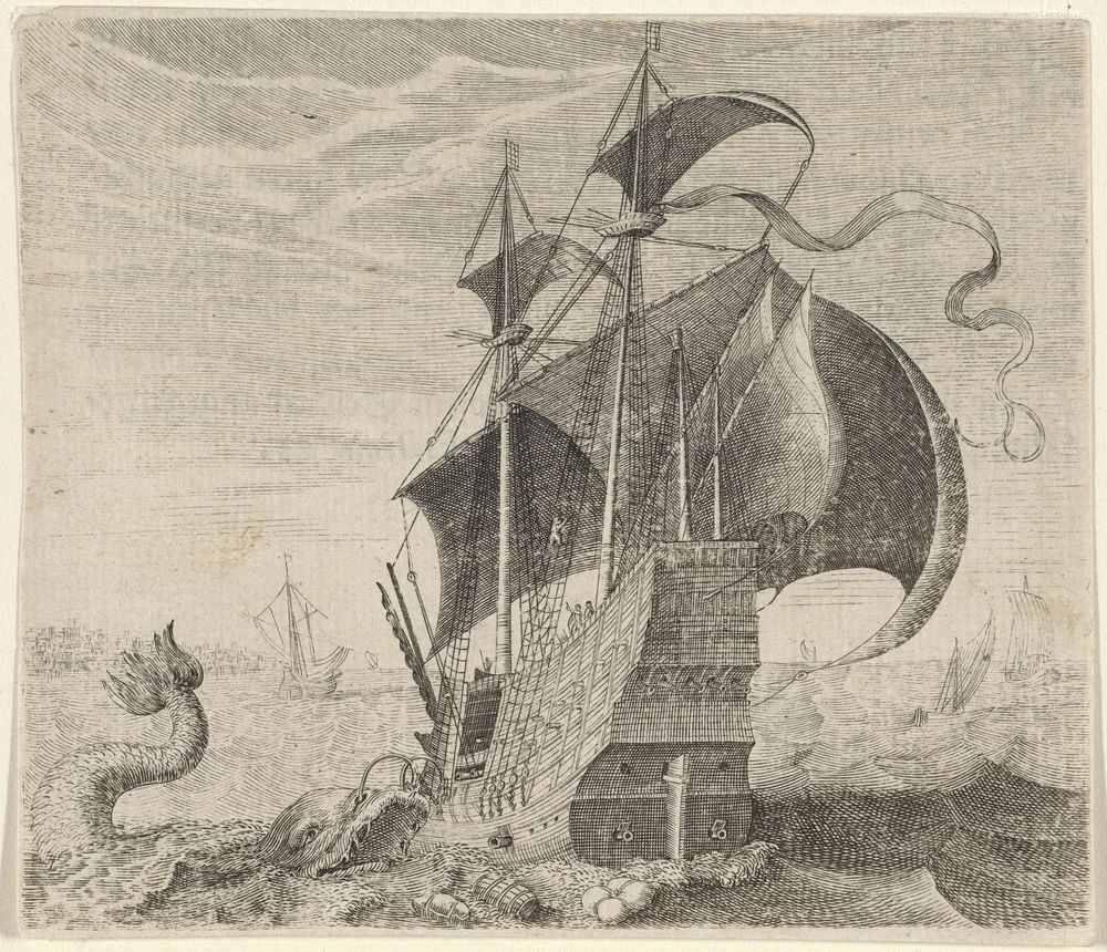 Fabel van het schip en de walvis (1608) by Aegidius Sadeler II, Aegidius Sadeler II and Aegidius Sadeler II