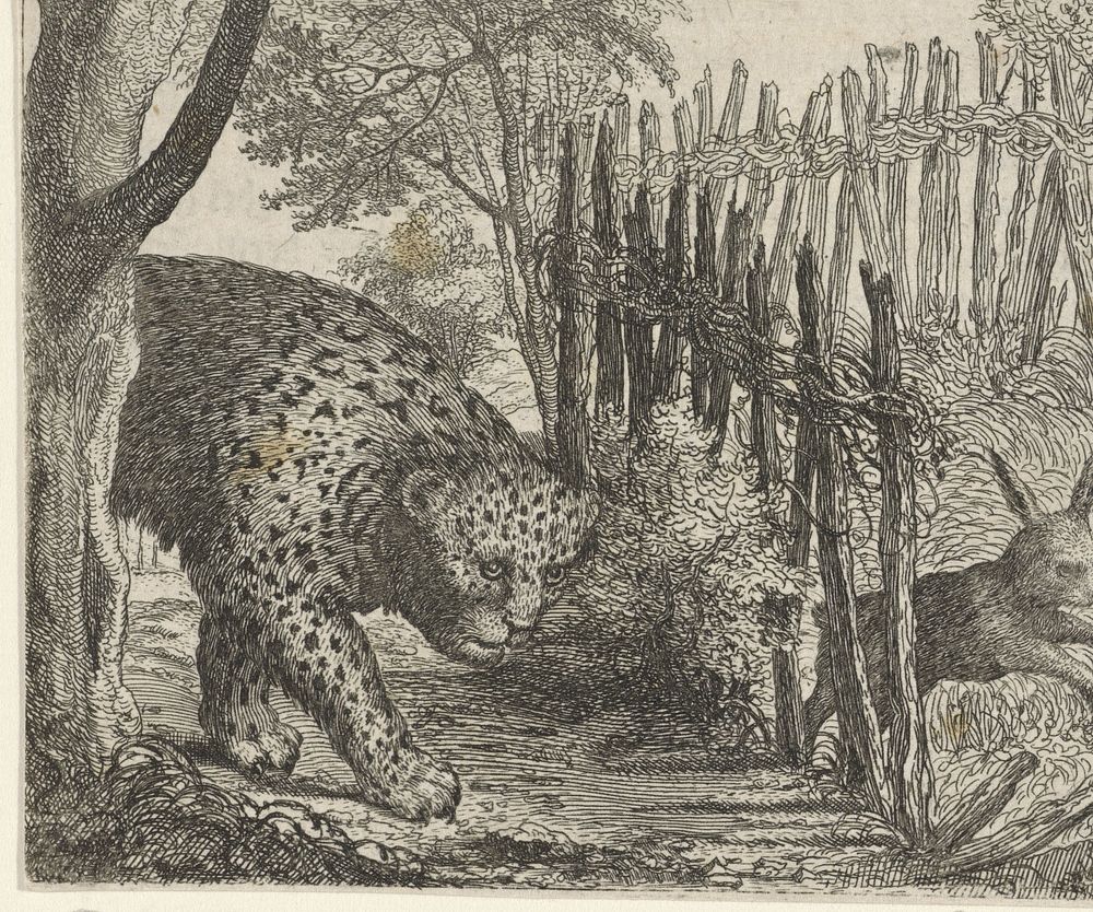 Fabel van de luipaard en de haas (1608) by Aegidius Sadeler II, Aegidius Sadeler II and Aegidius Sadeler II