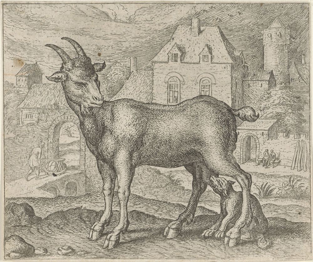 Fabel van de geit en de jonge wolf (1608) by Aegidius Sadeler II, Marcus Gheeraerts I, Marcus Gheeraerts I and Aegidius…