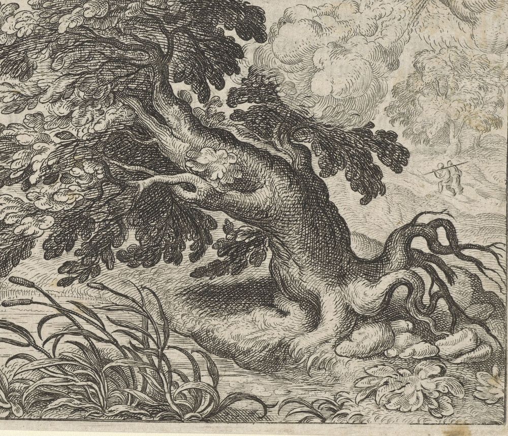 Fabel van de es en het riet (1608) by Aegidius Sadeler II, Marcus Gheeraerts I, Marcus Gheeraerts I and Aegidius Sadeler II