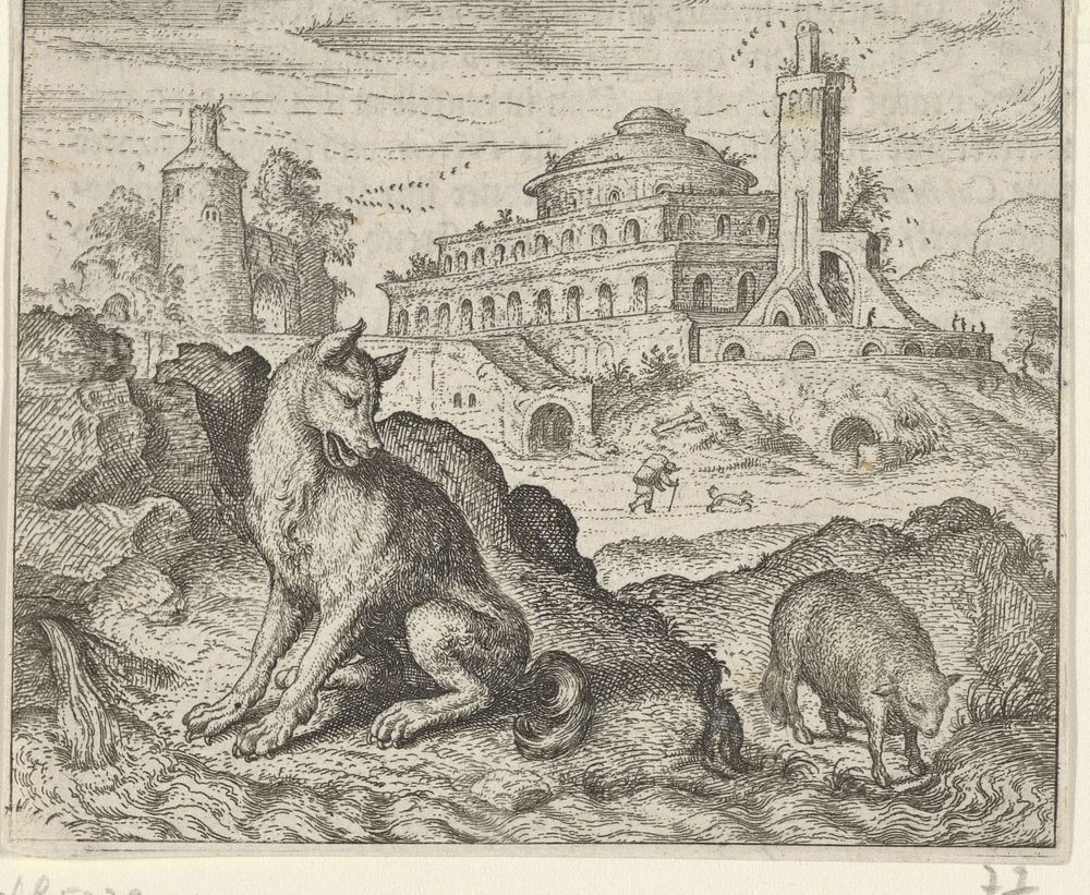 Fabel van de wolf en het lam (1608) by Aegidius Sadeler II, Marcus Gheeraerts I, Marcus Gheeraerts I and Aegidius Sadeler II