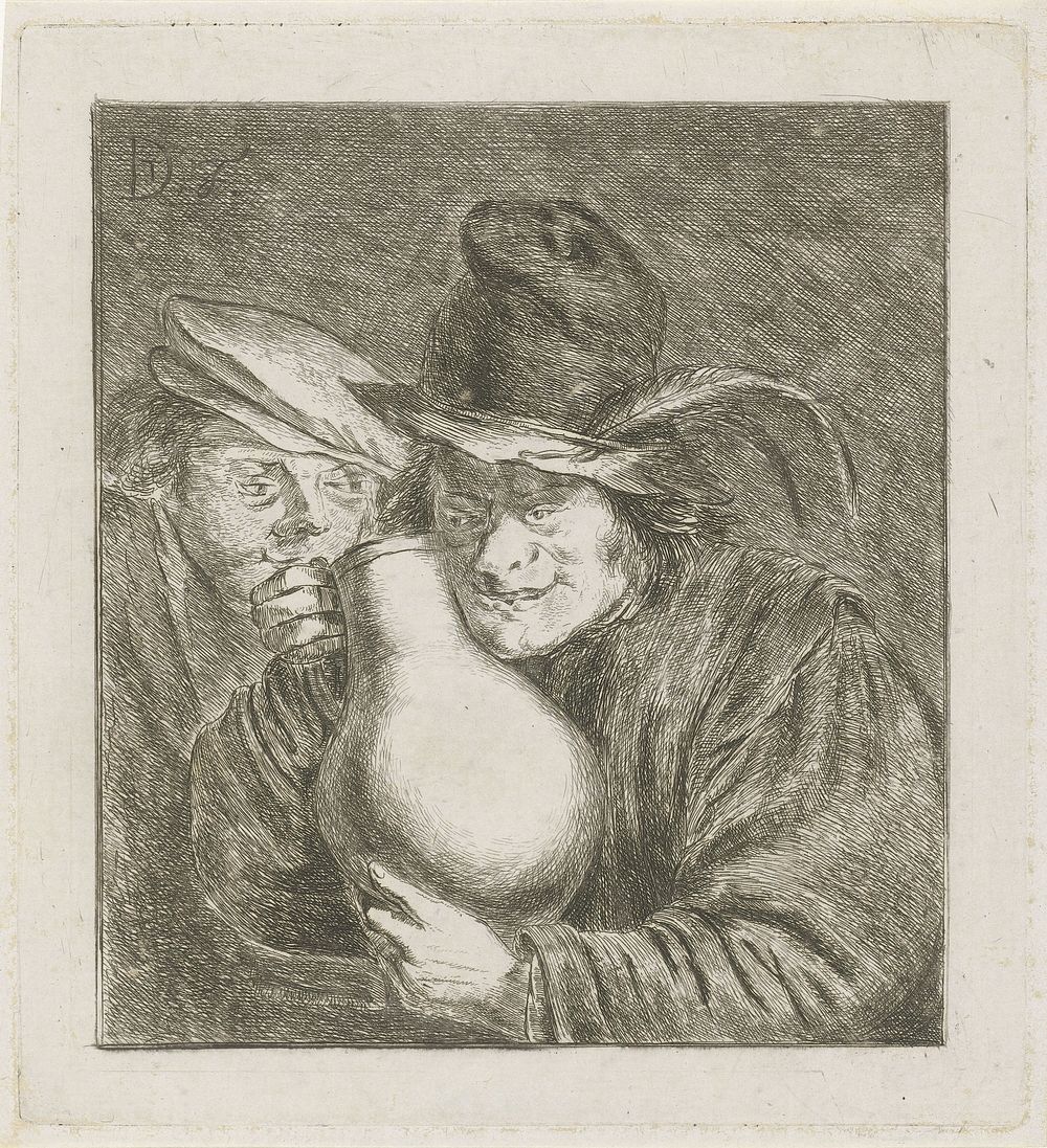 Twee boeren met een kruik (c. 1676 - 1782) by Jabes Heenck and David Teniers
