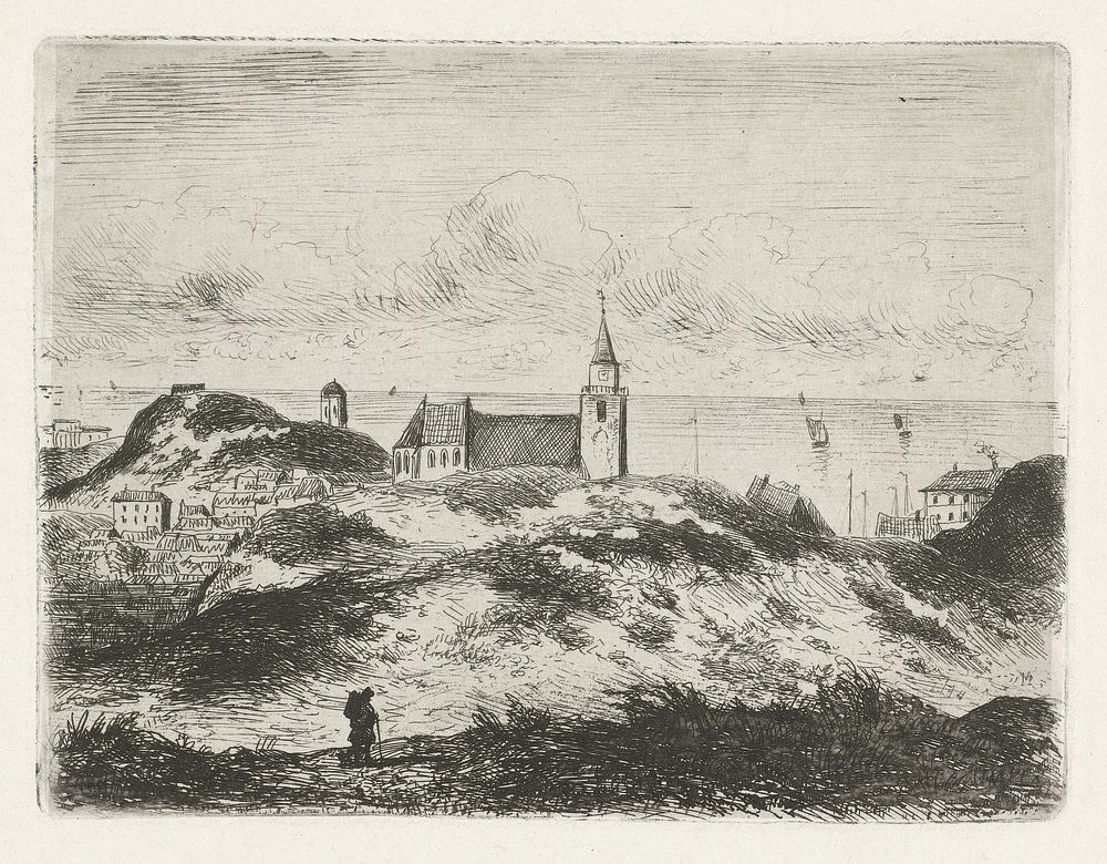 Gezicht op Scheveningen (in or before 1855) by Joseph Hartogensis