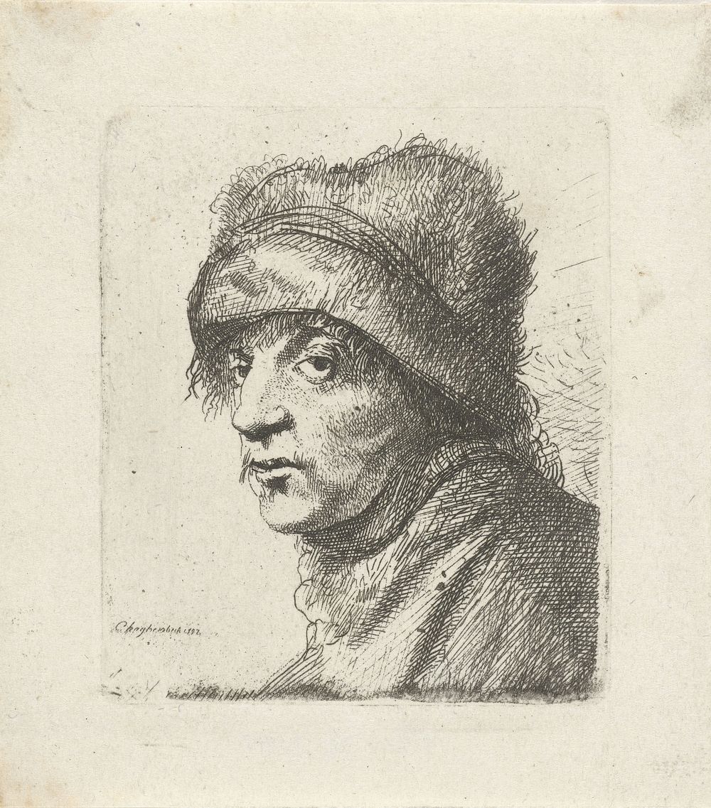 Buste van een man met muts (1797) by Karel Hagenbeek
