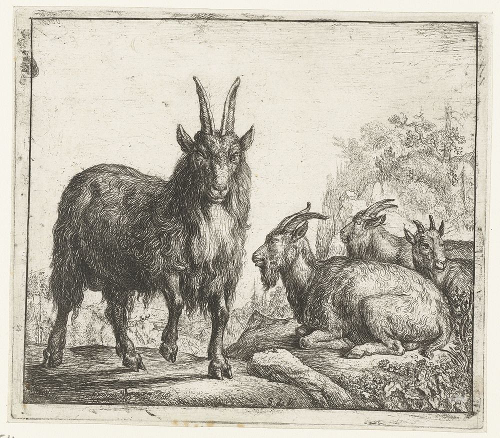 Vier geiten (1610 - 1653) by Simon de Vlieger and Simon de Vlieger