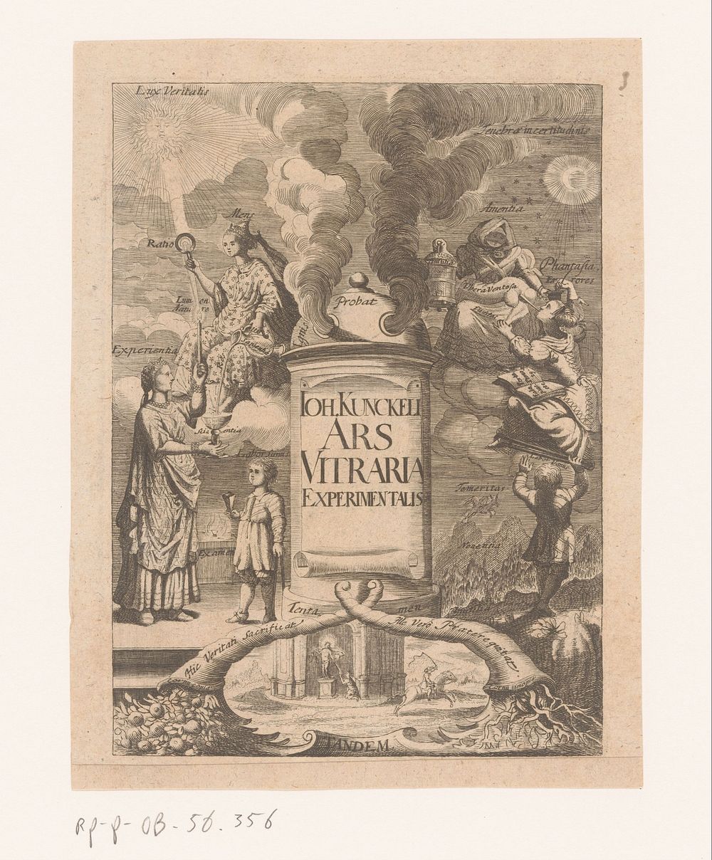 Allegorische voorstelling van glaskunst (1679) by anonymous and Johann Kunckel von Löwenstjern