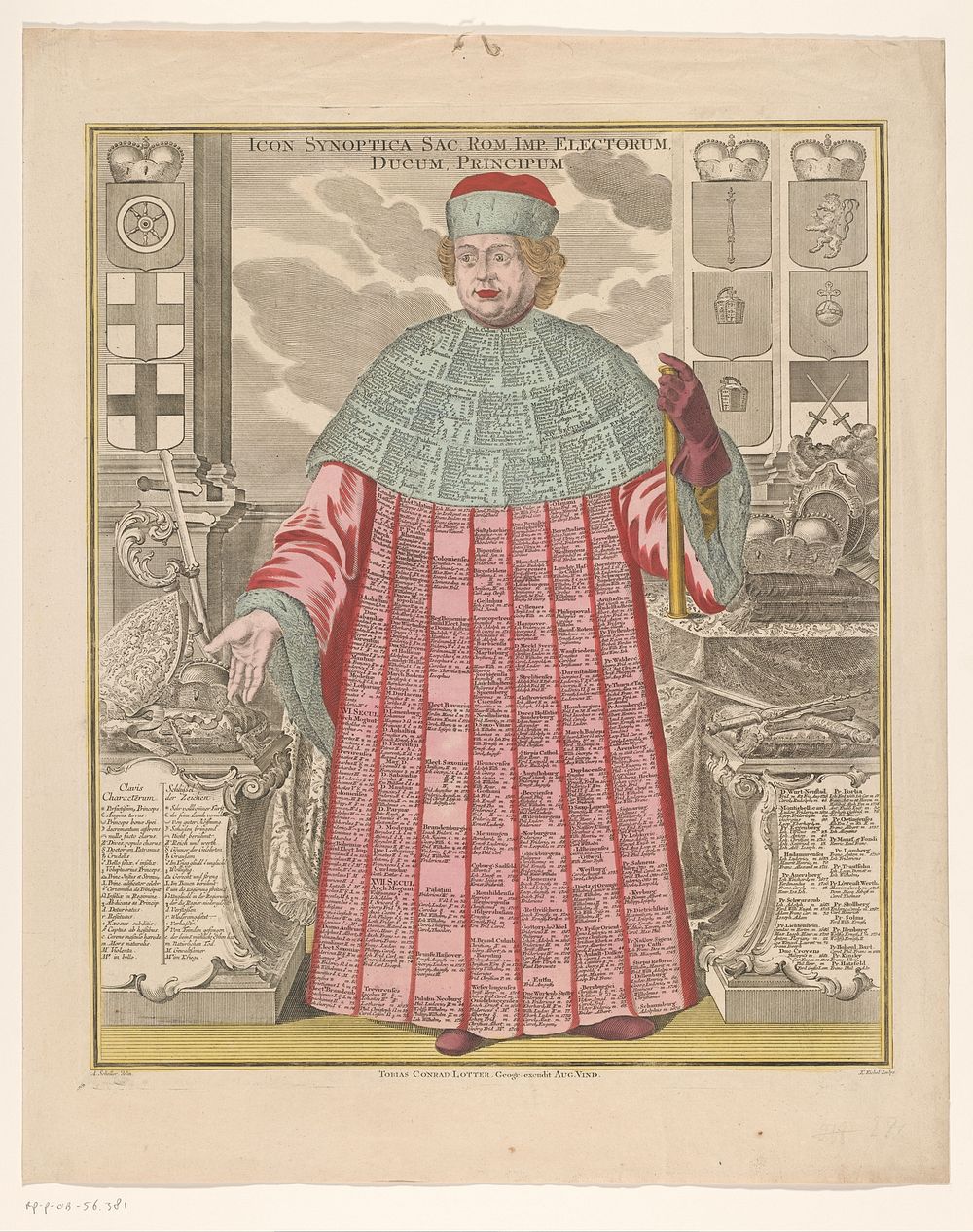 Prins van het Heilig Roomse Rijk met tekst op zijn kleding (1727 - 1782) by Emanuel Eichel, August Scheller and Tobias…