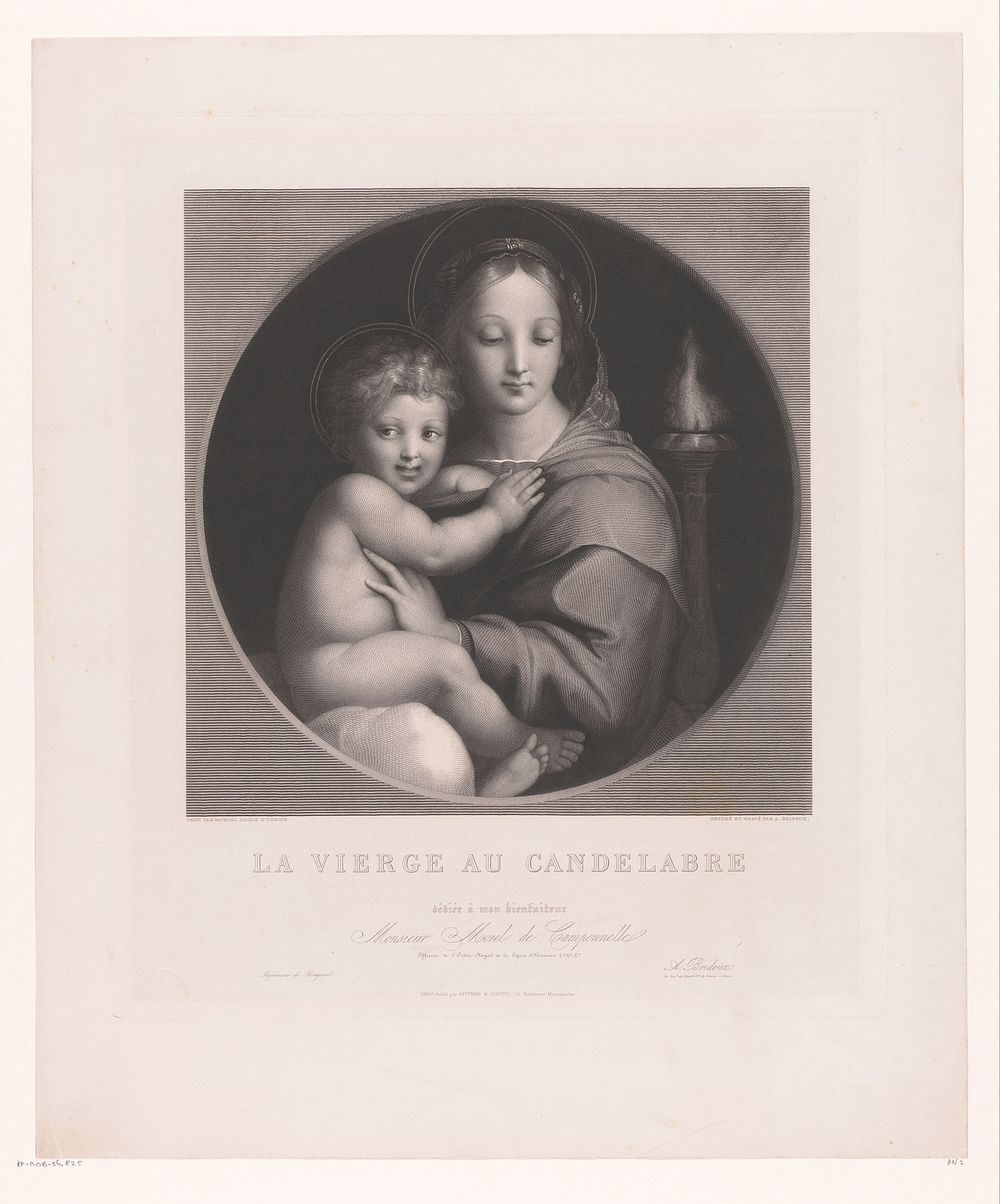 Maria met kind naast een kandelaar (1841) by Augustin Bridoux, Augustin Bridoux, Rafaël, Bougeard, Rittner and Goupil…