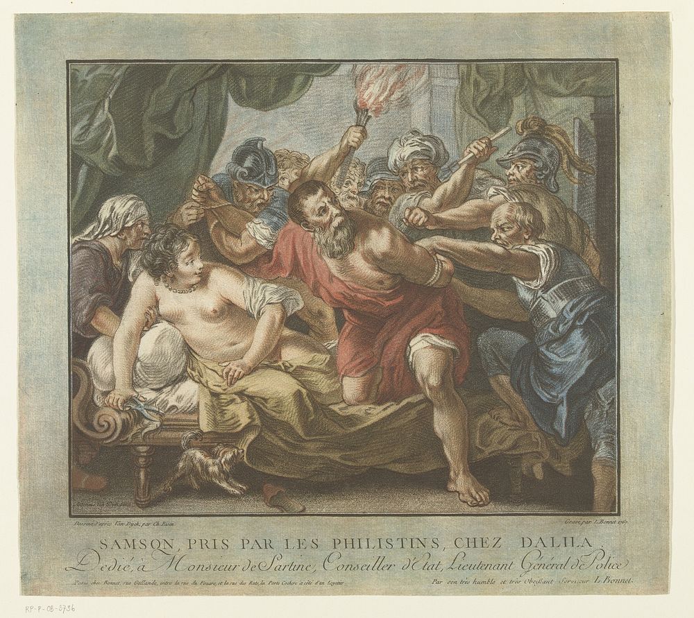 Simson en Delila (1767 - 1768) by Louis Marin Bonnet, Charles Joseph Dominique Eisen, Anthony van Dyck, Louis Marin Bonnet…