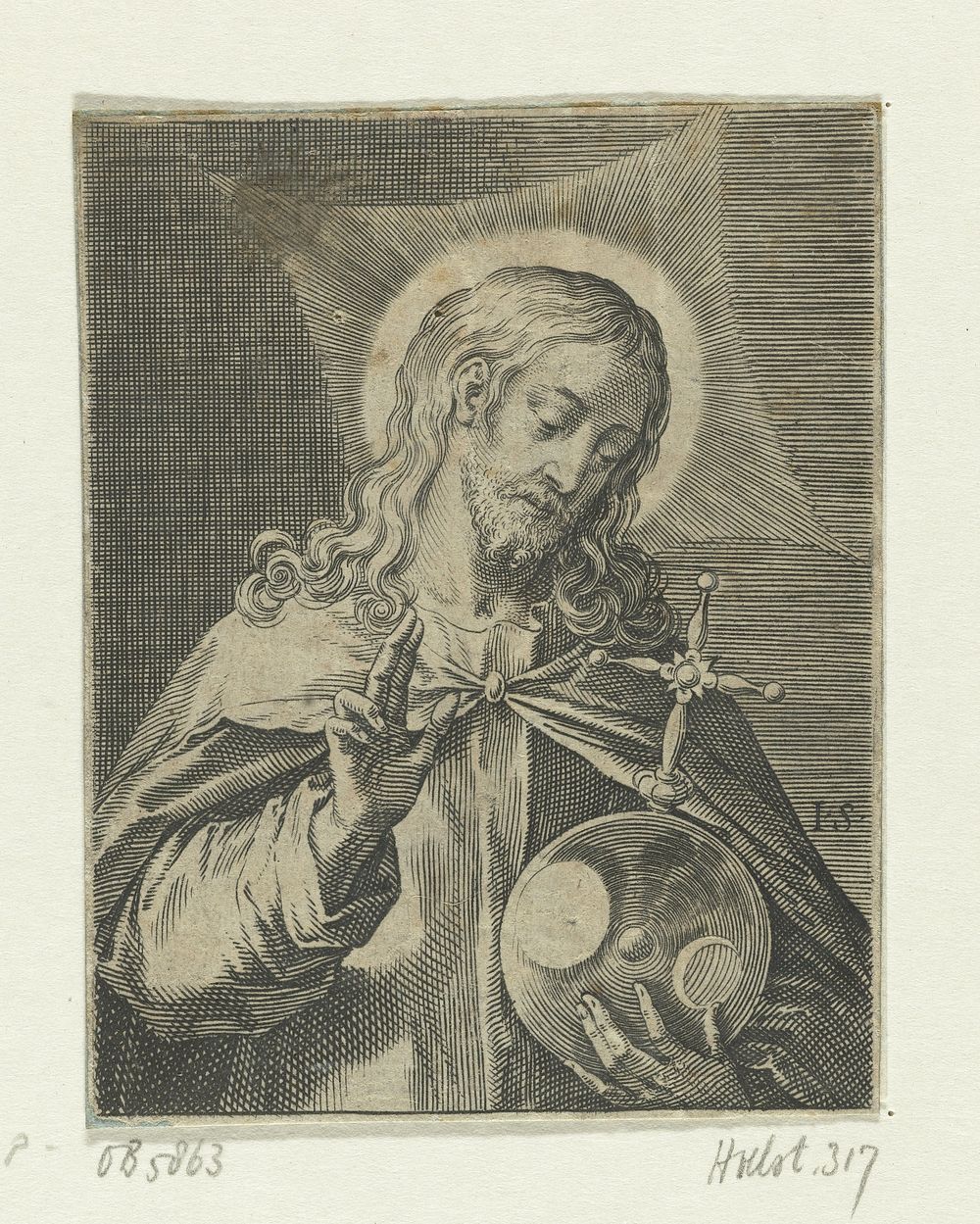 Christus als Salvator Mundi (1570 - 1600) by Johann Sadeler I and Maerten de Vos