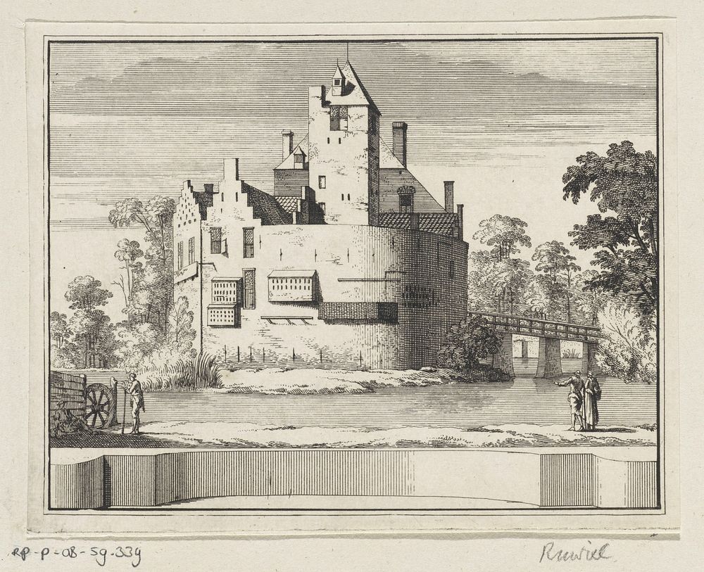 Gezicht op kasteel Ruwiel te Breukelen (1711 - 1774) by Jacobus Schijnvoet and Roelant Roghman