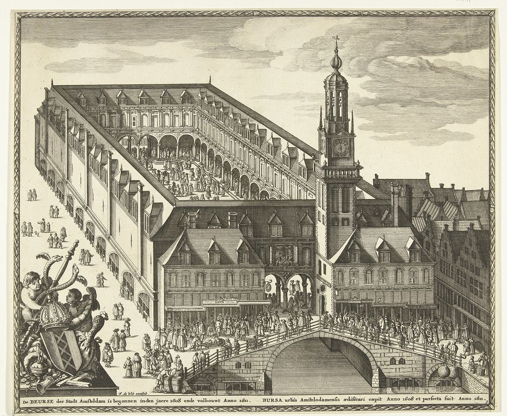 Vogelvluchtgezicht op de Beurs van Hendrik de Keyser te Amsterdam, voor 1668 (1662 - 1668) by anonymous, Pieter Hendricksz…