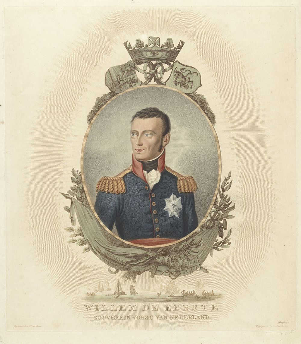 Portret van Willem I Frederik (koning der Nederlanden) (1814 - 1843) by Willem van Senus and Evert Maaskamp