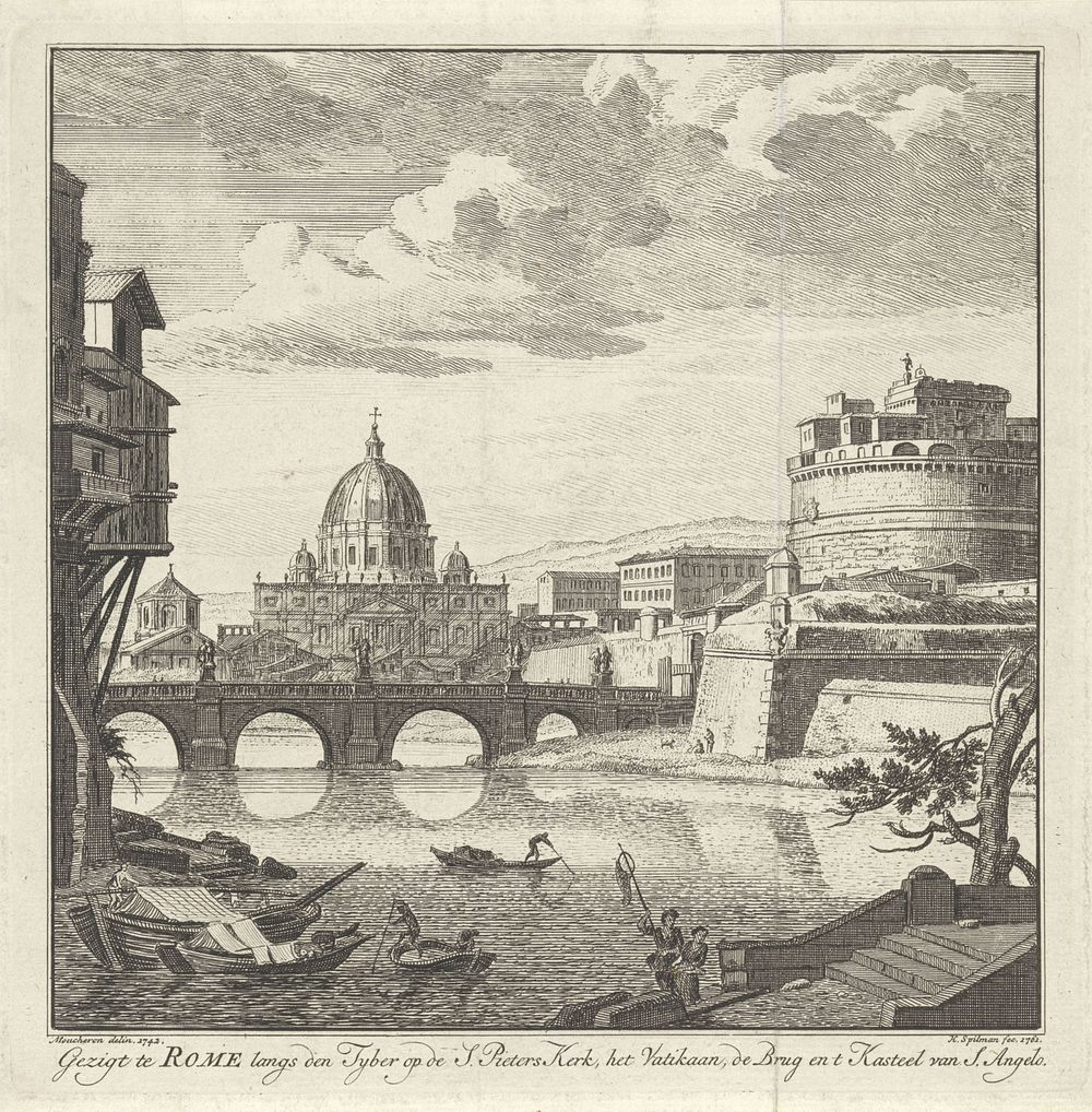 Gezicht op Rome (1742 - 1784) by Hendrik Spilman and De Moucheron