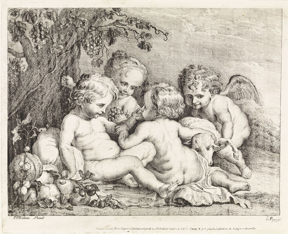 Christus, Johannes de Doper en twee putti (1747 - 1801) by Philippe Lambert Joseph Spruyt and Peter Paul Rubens