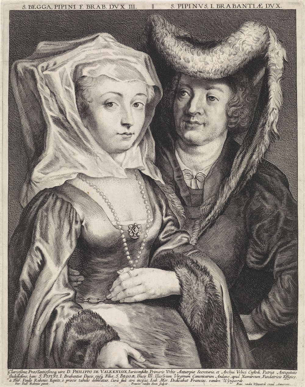 Pepijn van Landen en zijn dochter de H. Begga (1643 - 1672) by Franciscus van der Steen, Peter Paul Rubens, Frans van den…