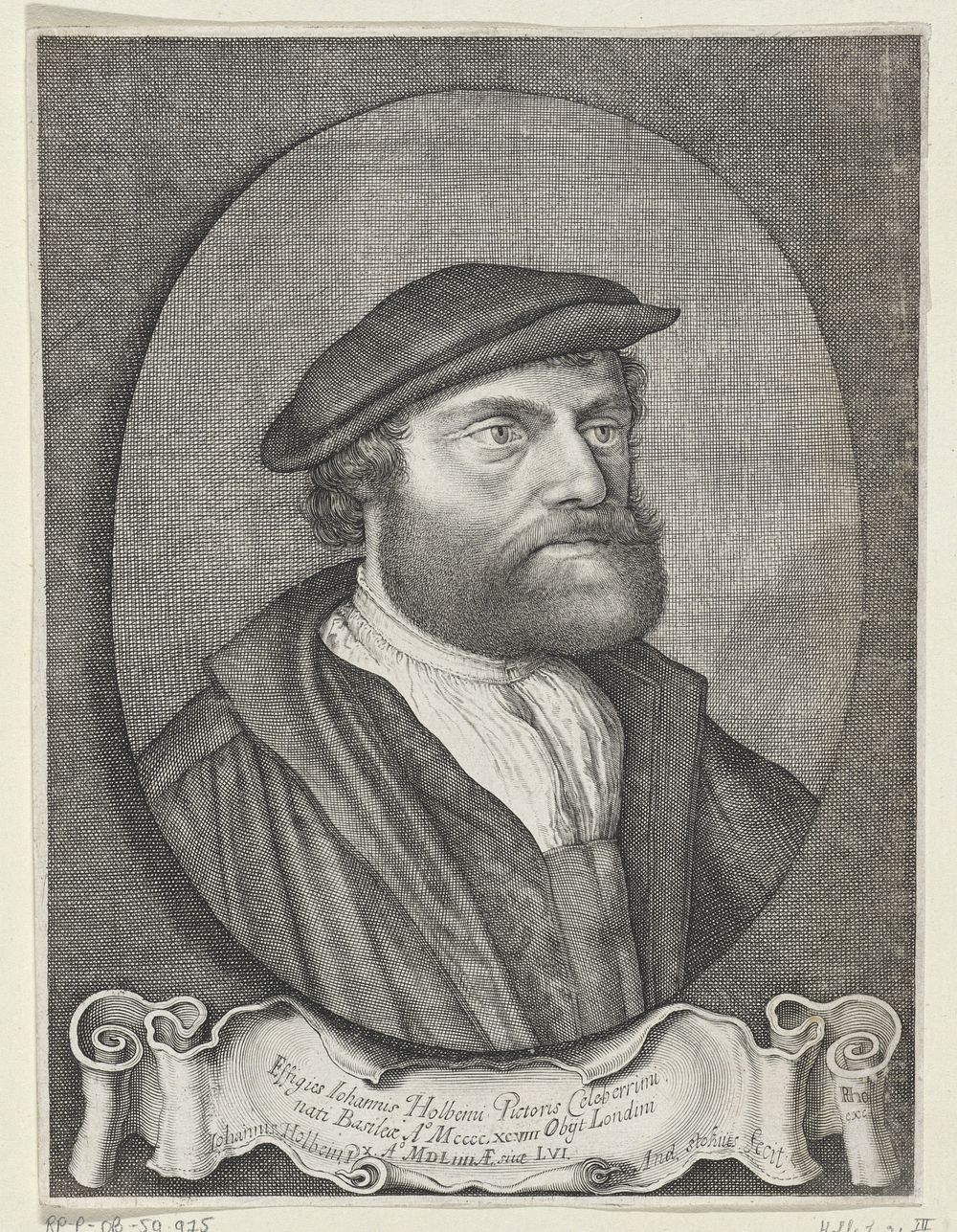 Portret van Hans Holbein (1614 - 1648) by Andries Jacobsz Stock, Hans Holbein II, Rho and Hendrick Hondius I