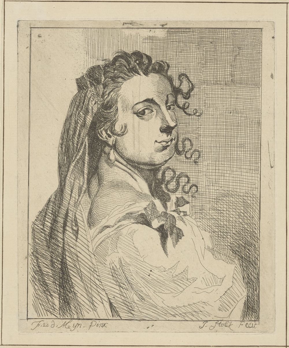 Portret van een onbekende vrouw (1734 - 1785) by Jan Stolker and Frans van der Mijn