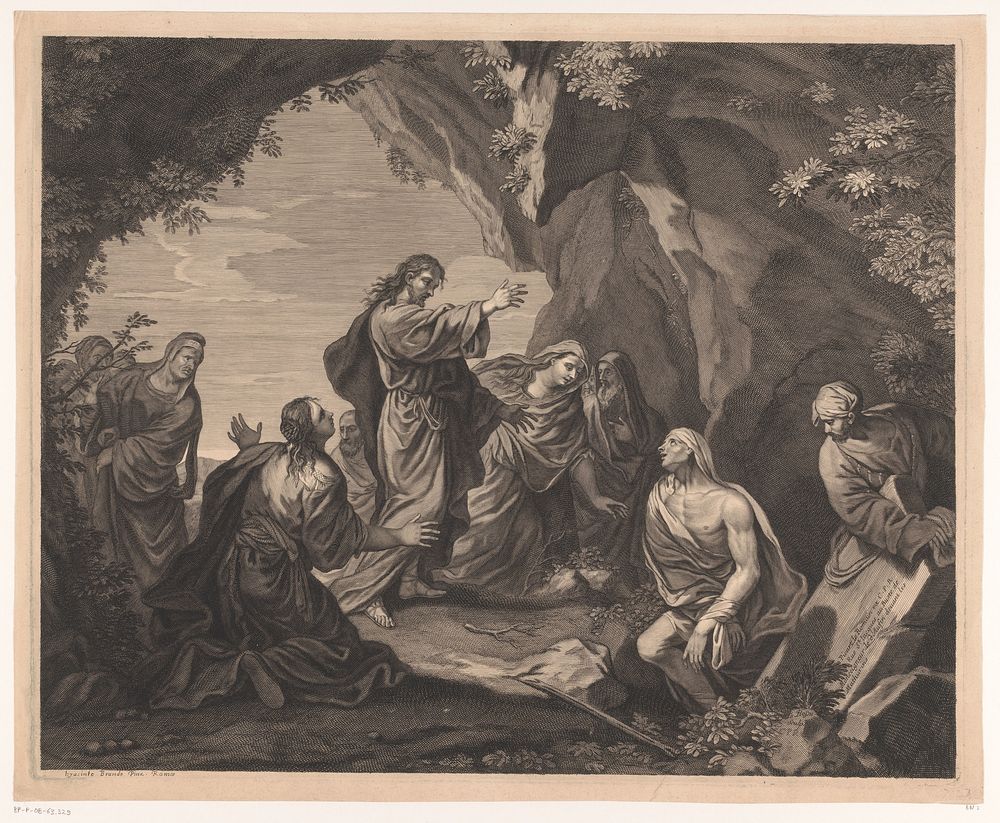 Opwekking van Lazarus (1642 - 1721) by Daniel Le Bossu, Giacinto Brandi, Etienne Picart and Franse kroon