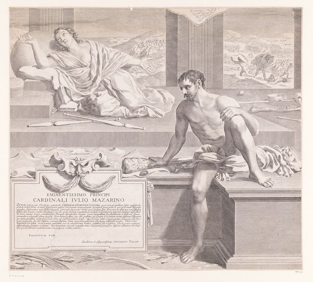 These over theologie van Antoine Talon (rechtermiddendeel) (1648) by Claude Mellan, Antoine Talon and Jules Mazarin