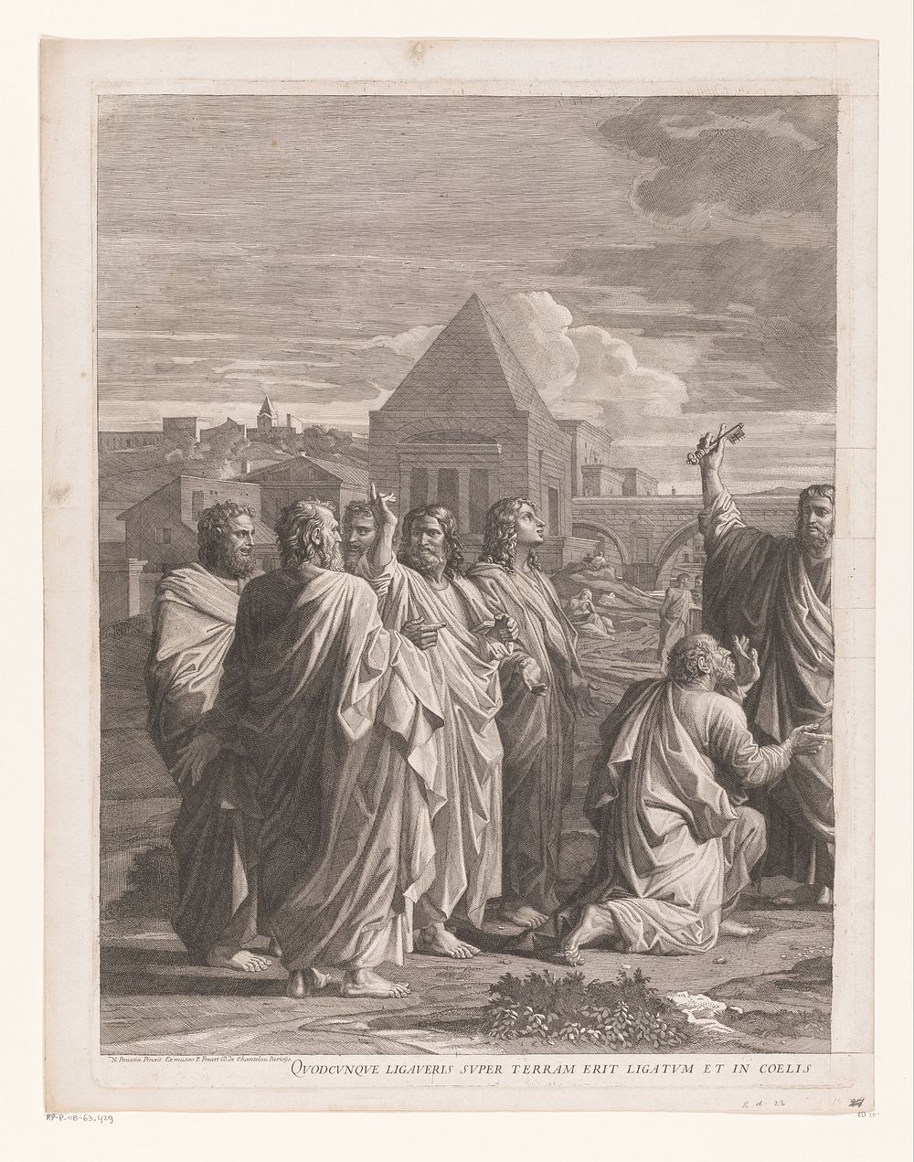 Christus overhandigt de sleutels aan Petrus (linker deel) (1633 - 1700) by Jean Pesne, Nicolas Poussin, Jean Pesne and…