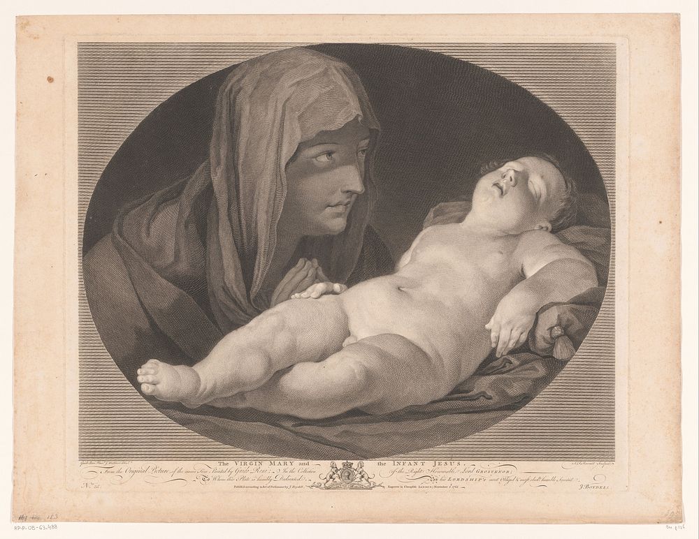Maria bij slapende Christus (1765) by Simon François Ravenet le vieux, Guido Reni, John Hamilton Mortimer, John Boydell…