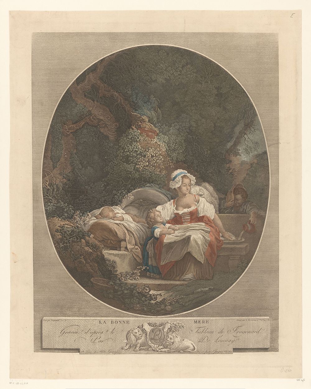 Moeder met kinderen in een landschap (1779) by Nicolas de Launay goudsmid, Jean Honoré Fragonard and Nicolas de Launay…