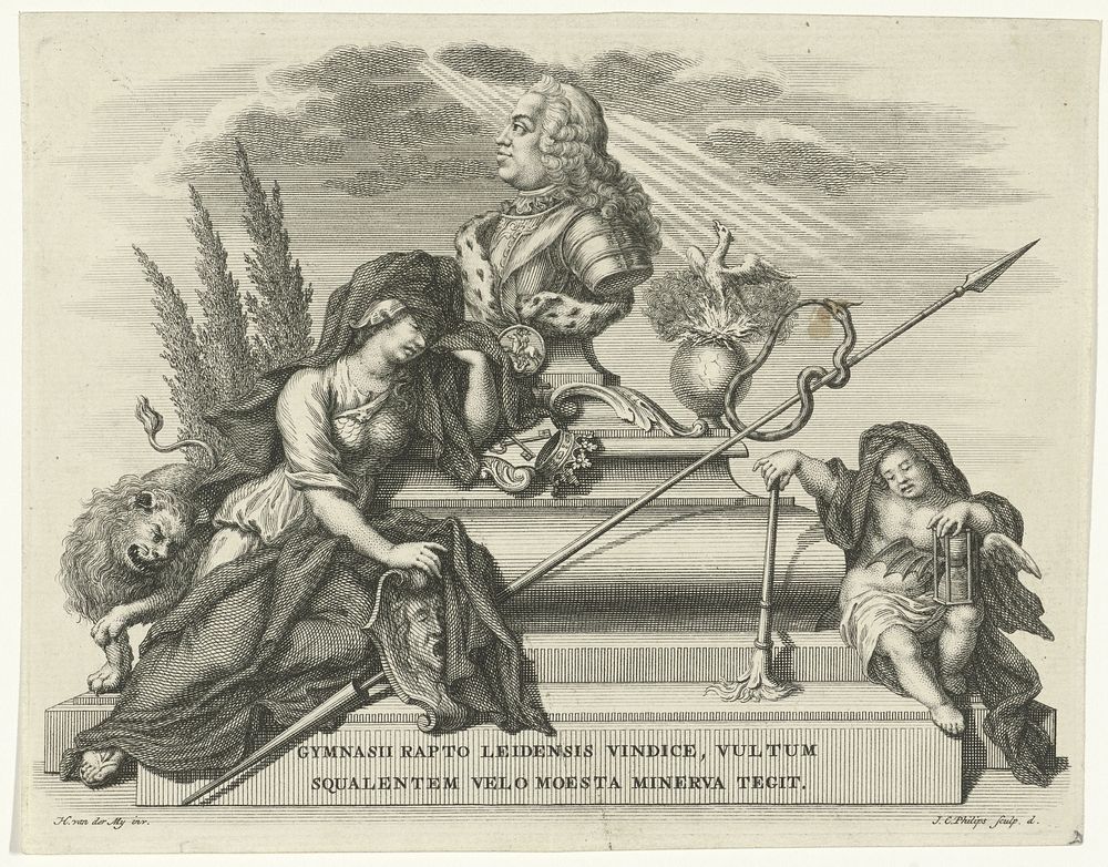 Allegorie op de dood prins Willem IV, 1751 (1736 - 1775) by Jan Caspar Philips and Hieronymus van der Mij