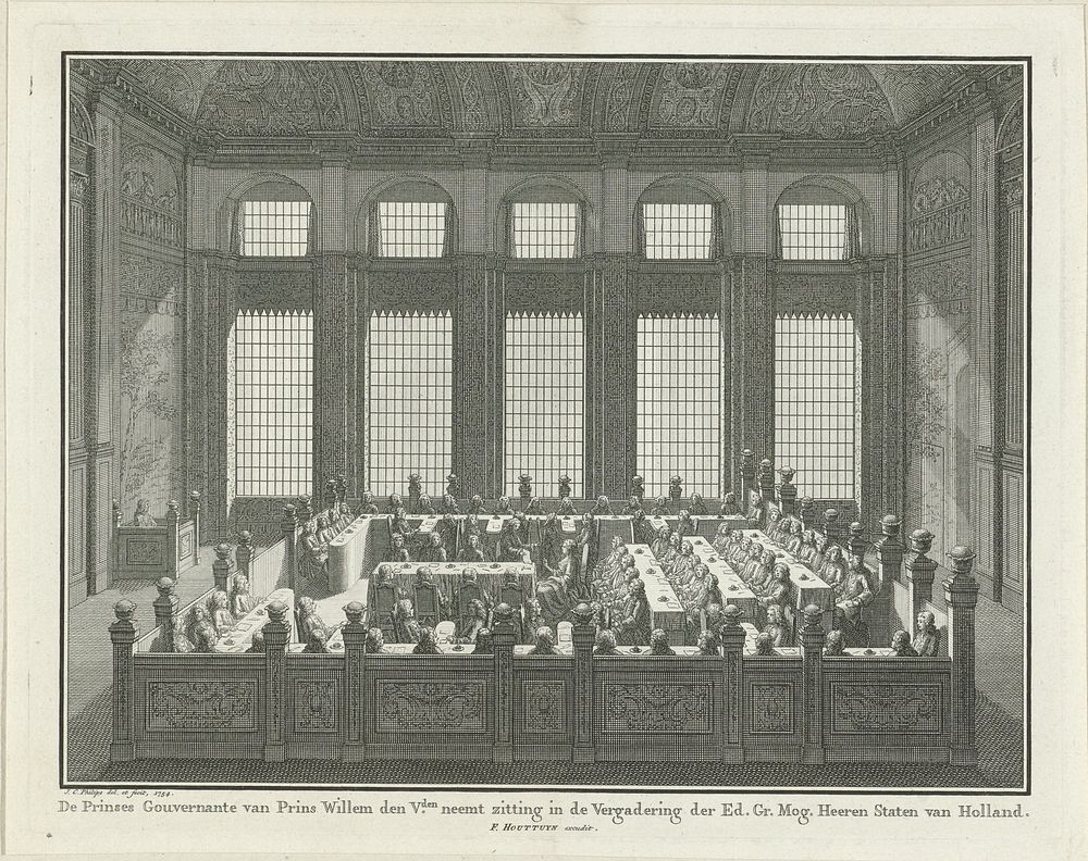 Prinses Anna neemt zitting in de vergadering van de Staten-Generaal, 1752 (1754) by Jan Caspar Philips, Jan Caspar Philips…