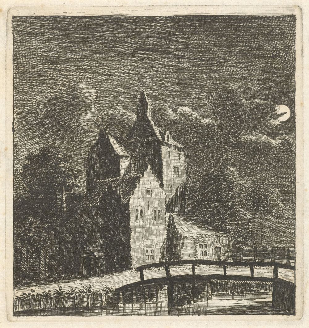 Gezicht op een kasteel (1766) by Caspar Jacobsz Philips