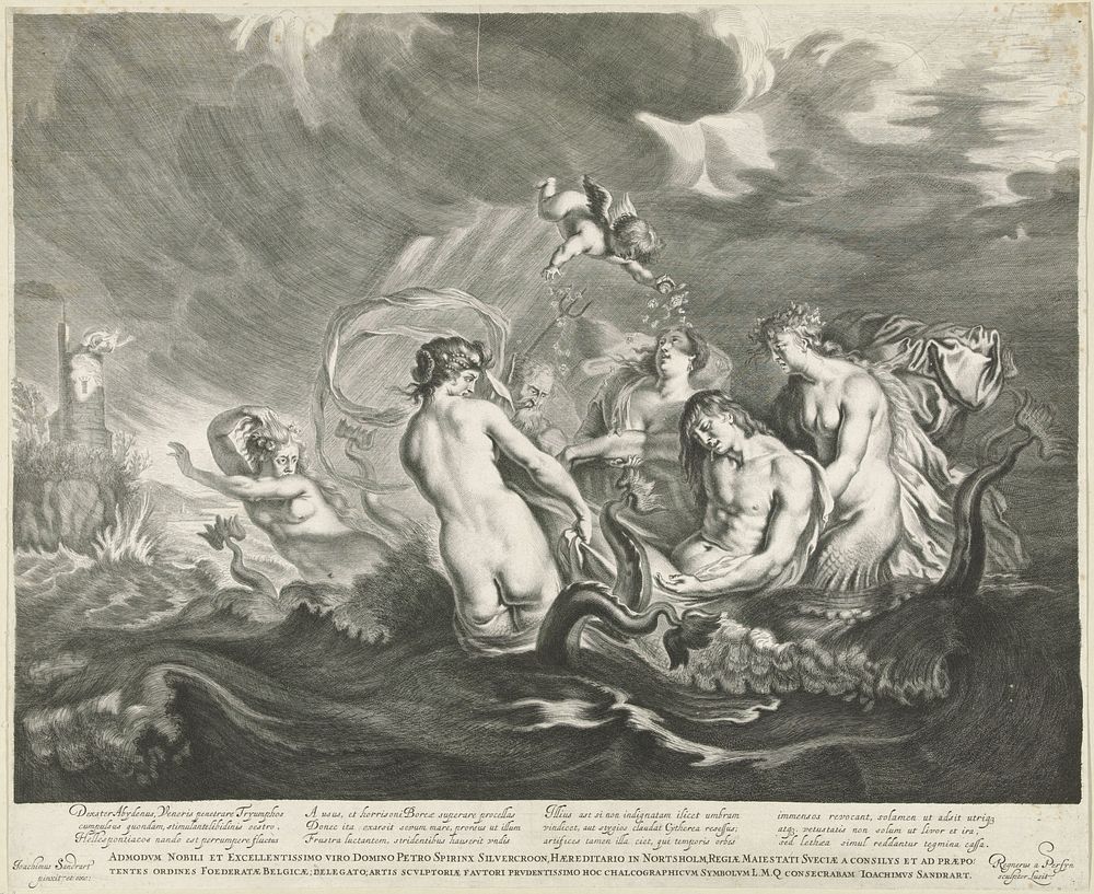 De dood van Leander (c. 1623 - c. 1668) by Reinier van Persijn, Joachim von Sandrart I, Joachim von Sandrart I, Reinier van…