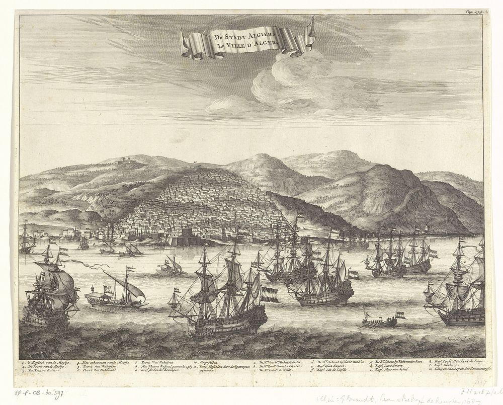 De Hollandse vloot onder Michiel de Ruyter voor de stad Algiers, 1662 (1687) by Bastiaen Stopendael