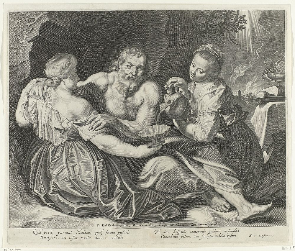 Lot dronken gevoerd door zijn dochters (1612) by Willem Isaacsz van Swanenburg, Peter Paul Rubens, Nicolaas Jansz van…