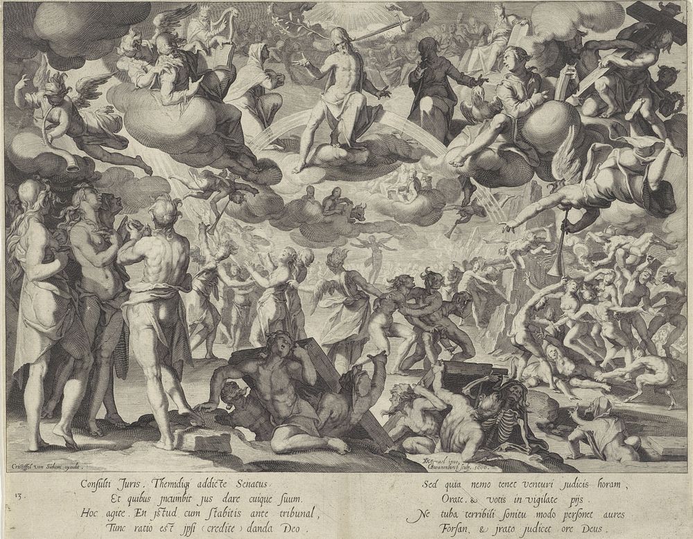Laatste Oordeel (1606) by Willem Isaacsz van Swanenburg, Joachim Wtewael, Christoffel van Sichem and Henrick Lodewijcxsoon…