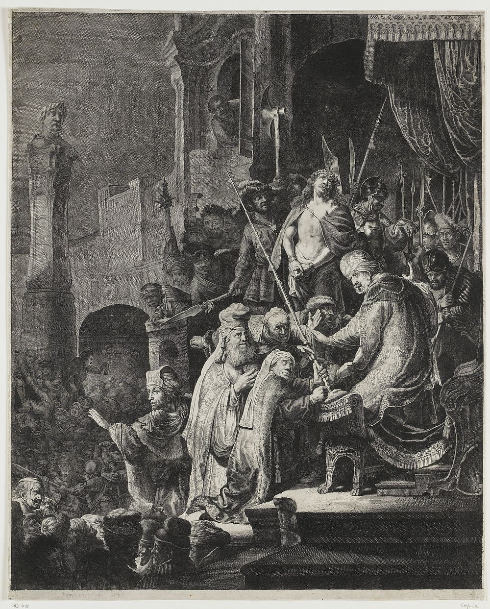 Christ before Pilate: large plate (1740 - 1778) by anonymous, Georg Leopold Hertel and Rembrandt van Rijn