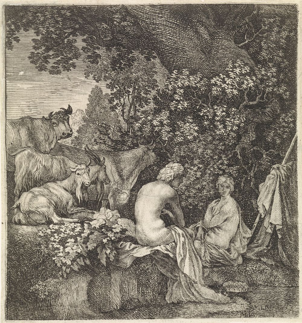 Herders bij een vijver (1645 - 1660) by Moyses van Wtenbrouck and Matheus Moysesz van Wtenbrouck