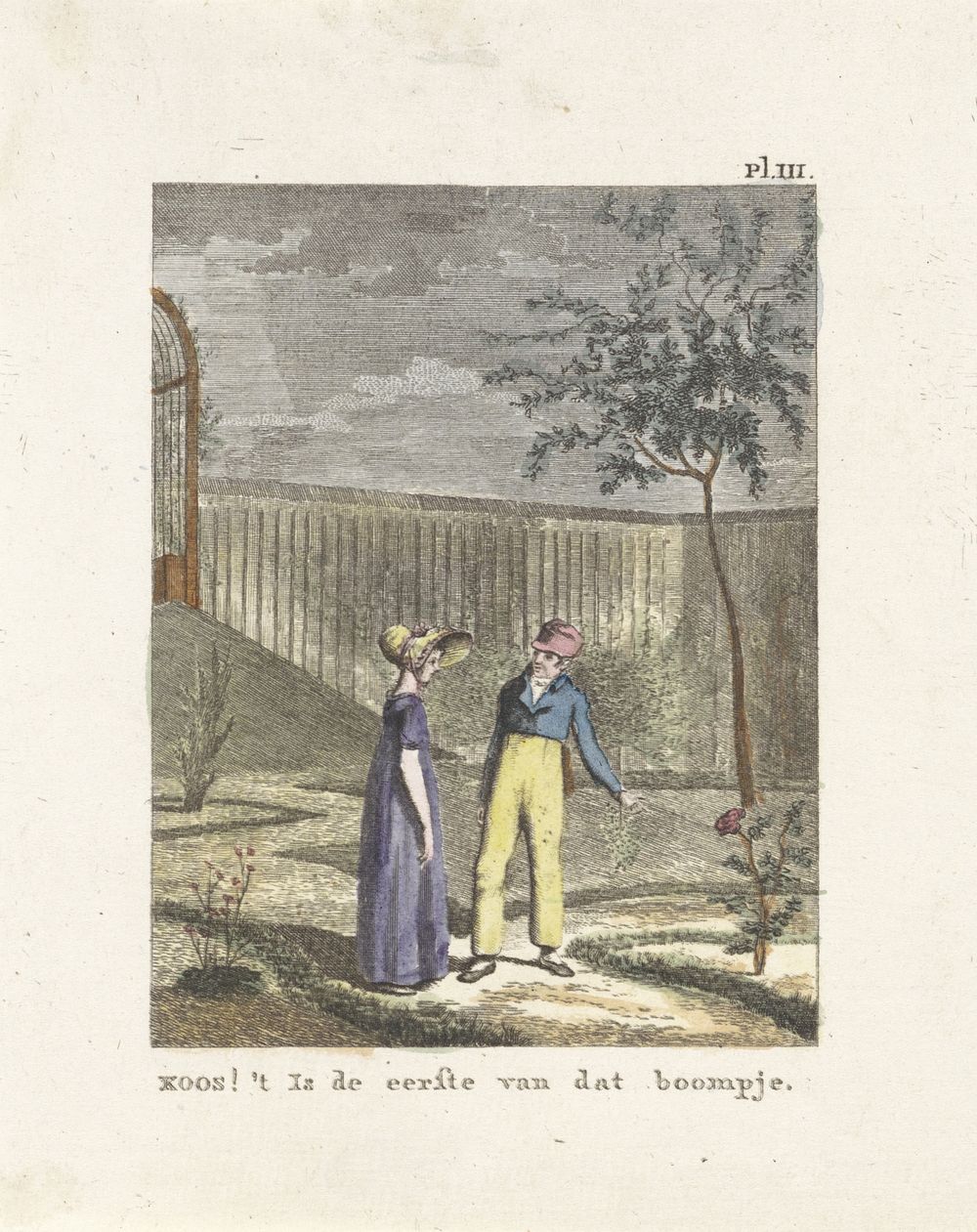 Jong paar  in een tuin (1806) by Izaak Jansz de Wit and Joannes Pieter Visser Bender