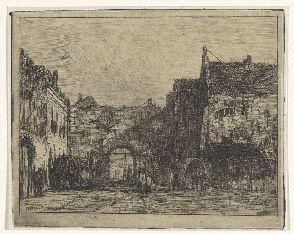 Gezicht op het Binnenhof (1849) by Jan Weissenbruch