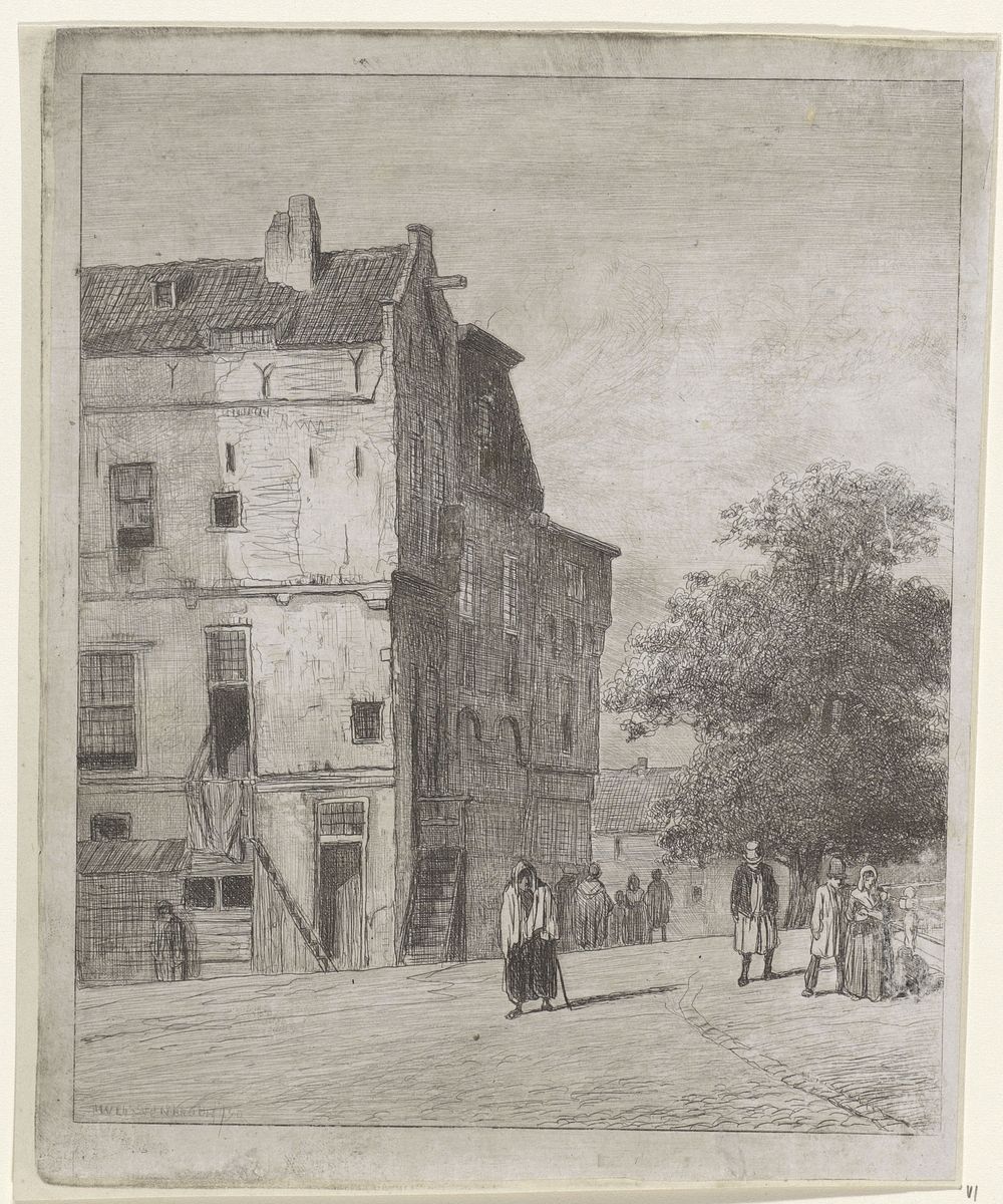 Gezicht op een straat te Amsterdam (1850) by Jan Weissenbruch