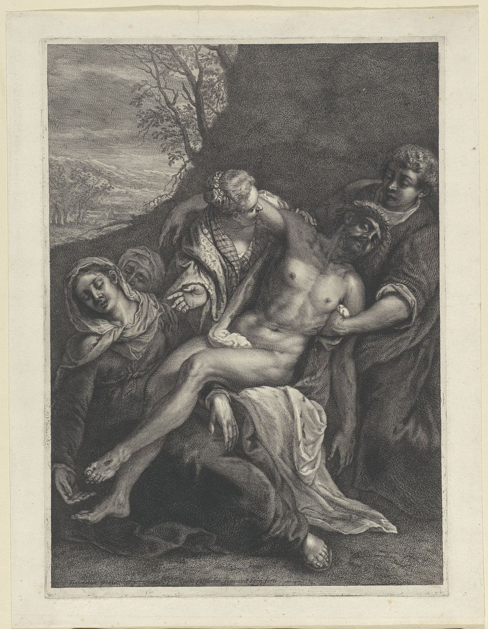 Bewening van Christus (1638 - 1658) by Cornelis Visscher II and Jacopo Tintoretto