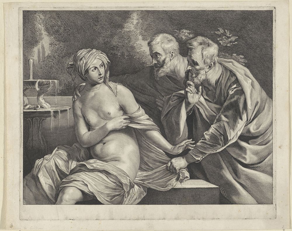 Susanna en de ouderlingen (1638 - 1658) by Cornelis Visscher II and Guido Reni
