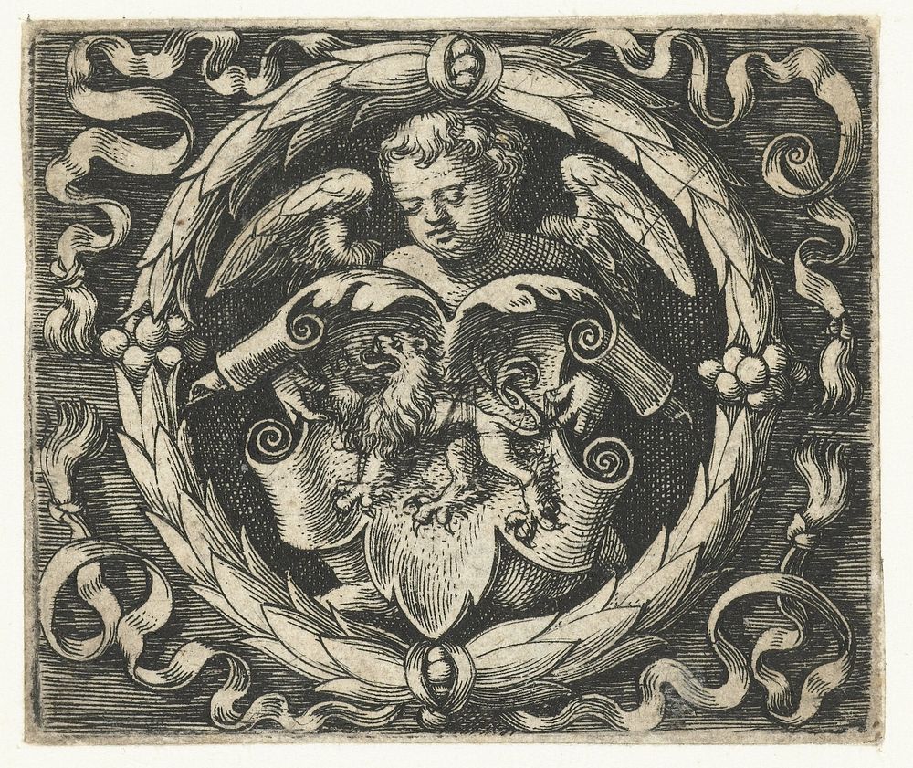 Cherubijn met wapenschild (1597 - 1656) by anonymous, Michiel le Blon and anonymous