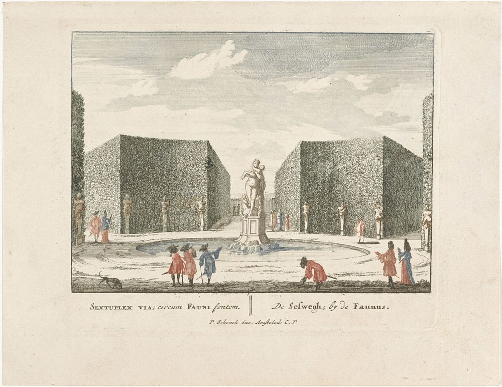 Beeld van de Faun in het doolhof van de tuinen van Paleis Het Loo (1694 - 1697) by Jan van Call I, Jan van Call I, Pieter…