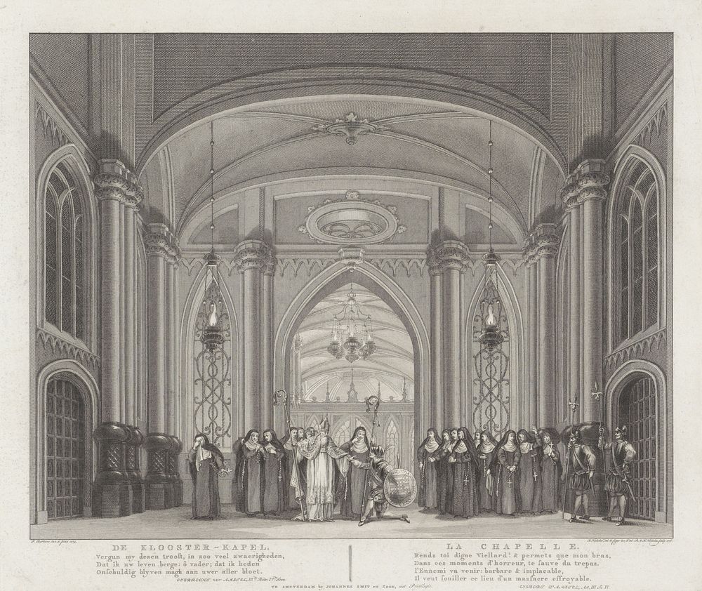 Toneeldecor: De Klooster-Kapel (1776) by Reinier Vinkeles I, Harmanus Vinkeles, Reinier Vinkeles I, Pieter Barbiers I…