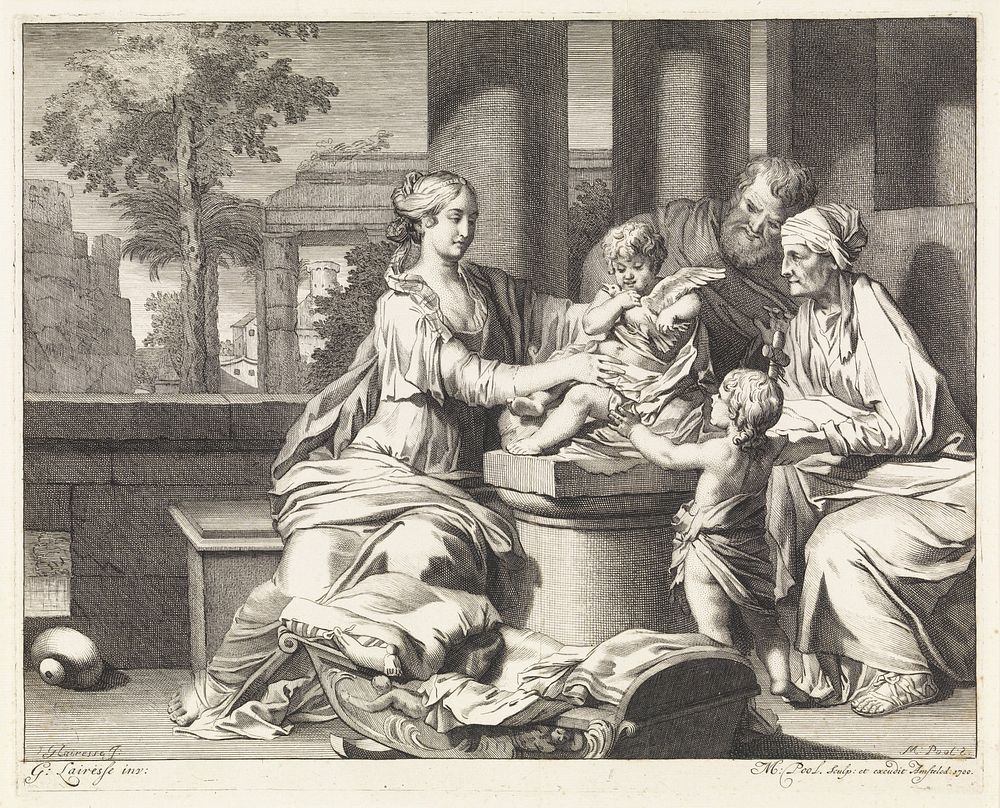 Heilige Familie met Zacharias, Elisabet en Johannes de Doper (1700) by Matthijs Pool, Gerard de Lairesse and Matthijs Pool